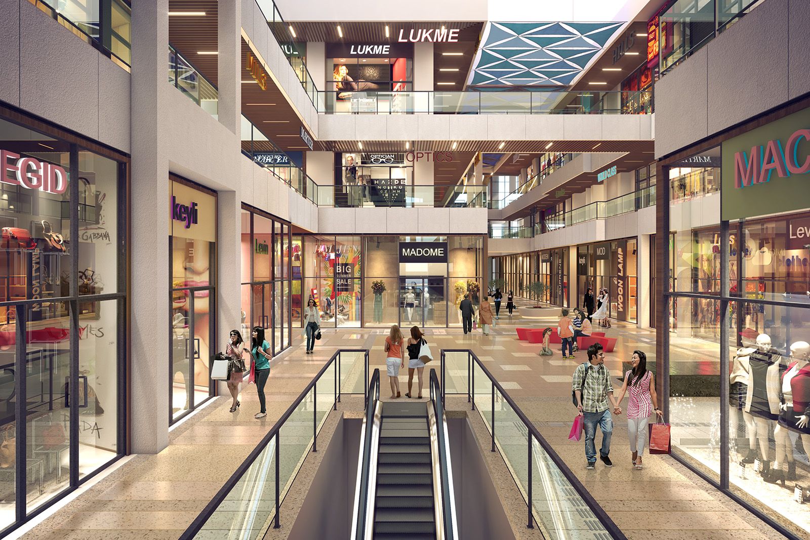 Perspective image of shopping courtyard